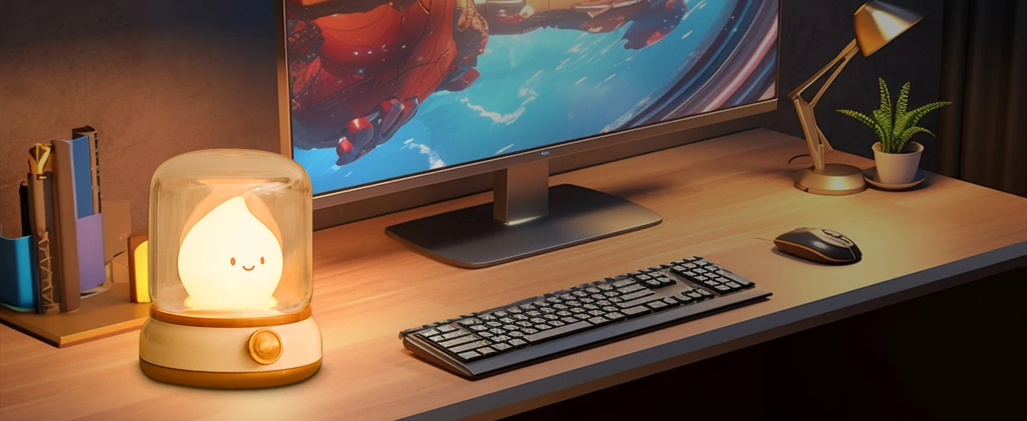 LED Flameless Candle Night Light Room Decoration Lights USB Table Lamp Dimmable Bedside Lamps Camping Light Halloween Xmas Gifts