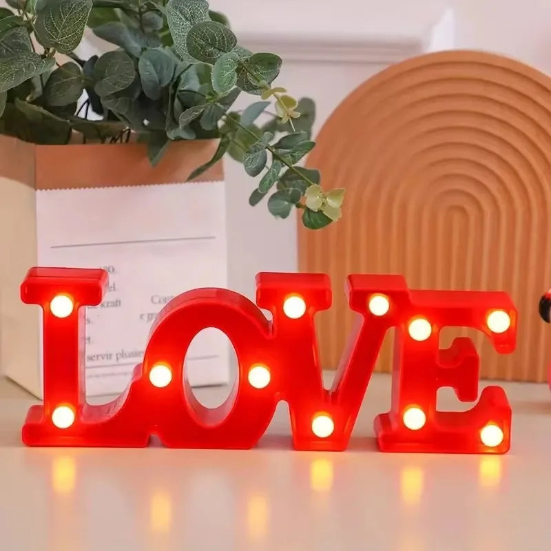 Valentines Day Love Symbol LED Glowing Sign Wedding Table Decoration Party Decor Romantic Anniversary Celebration Event Lighting