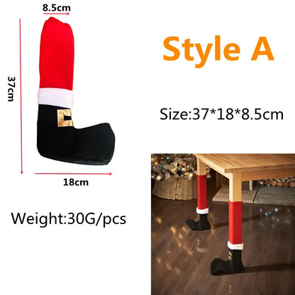 8/4PCS Creative Christmas Table Foot Socks Chair Leg Covers Floor Protectors Cloth Furniture Feet Sleeve Christmas Supplies DIY