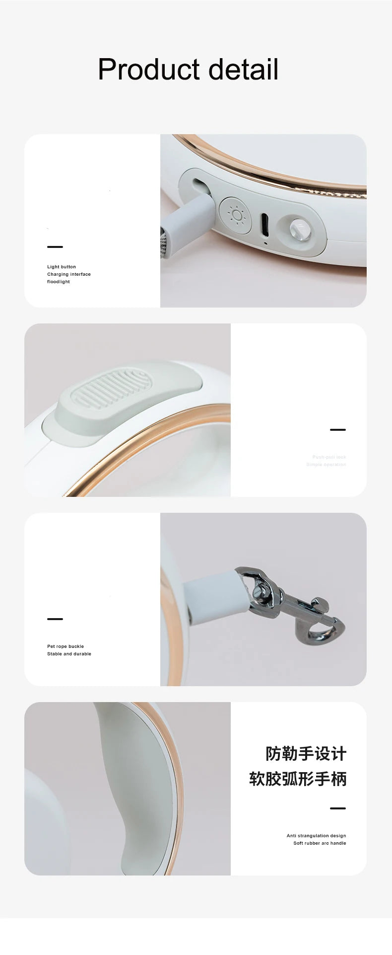 Youpin Portable Retractable Dog Leash Ring 3M With Garbage Bag Box Highlight Lighting Puppy Traction Rope Pet Collar LED Light