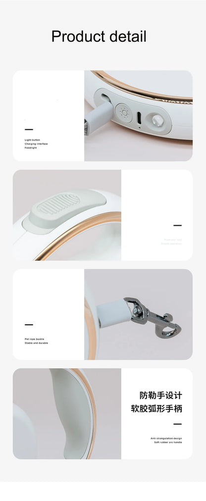 Youpin Portable Retractable Dog Leash Ring 3M With Garbage Bag Box Highlight Lighting Puppy Traction Rope Pet Collar LED Light