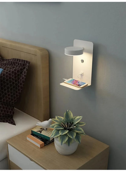 LED Wall Light Interior  Mobile Phone Charging USB Wall Lamps With Switch Bedroom Bedside Reading Lights Decoration Living Room