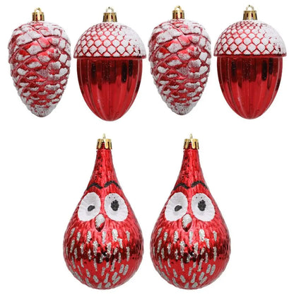 Red Christmas Hanging Decoration Electroplated Pinecone Acorn Owl Xmas Ornament Ball Festival Shopwindow Christmas Tree Ornament