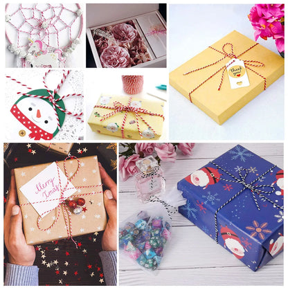 100M Christmas Wrapping String Rope Merry Christmas Decoration Xmas Gift Box Packaging Rope Navidad Natal Noel New Year 2025