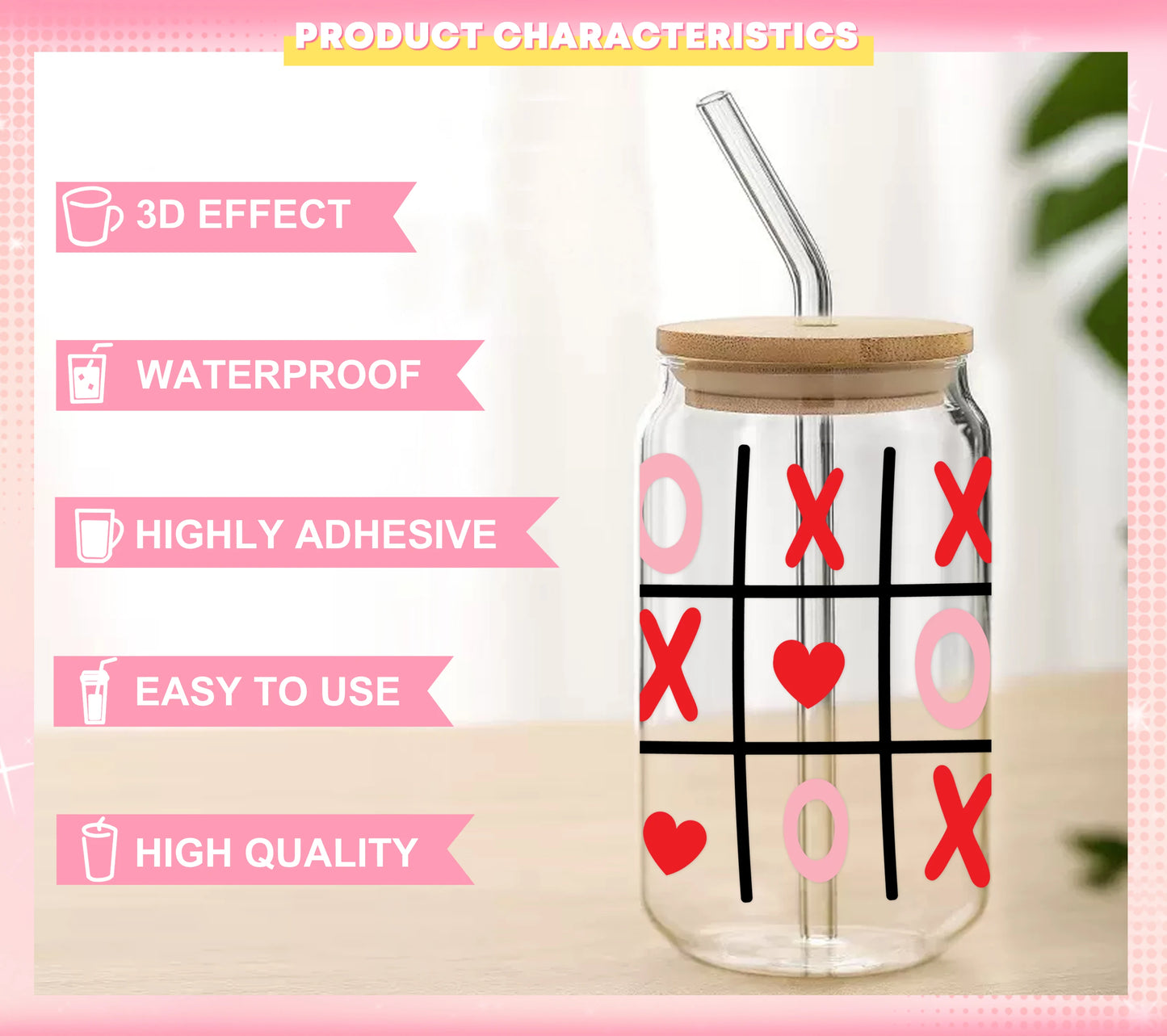 Christmas Design 3D UV DTF Wraps Stickers Cute Wraps .For 16 OZ Glass Libbey Selfadhesive Washable DIY Custom Cups Wrap Stickers