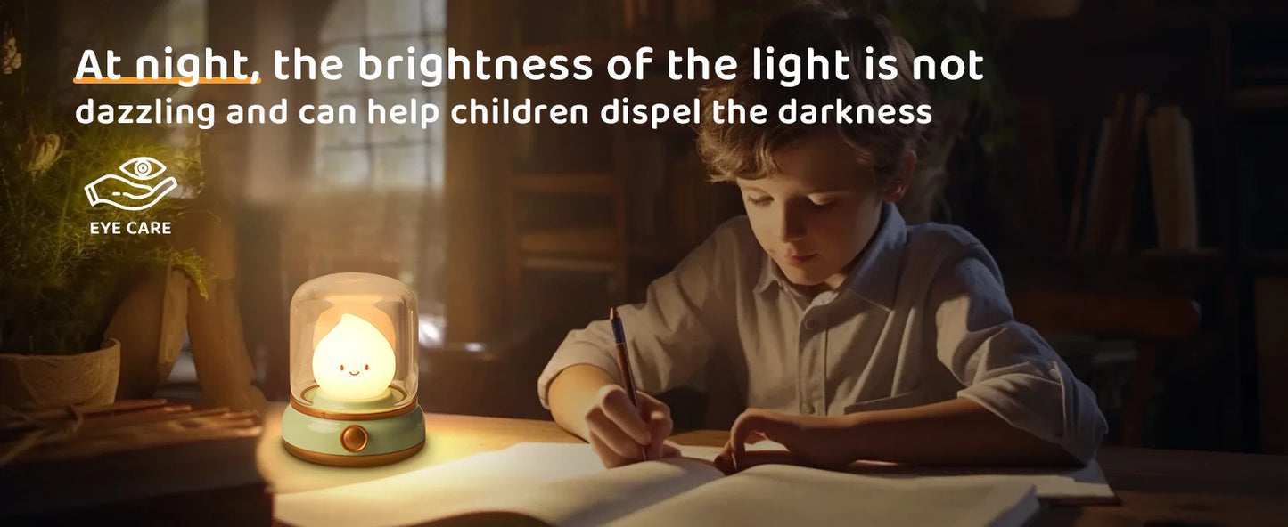 LED Flameless Candle Night Light Room Decoration Lights USB Table Lamp Dimmable Bedside Lamps Camping Light Halloween Xmas Gifts