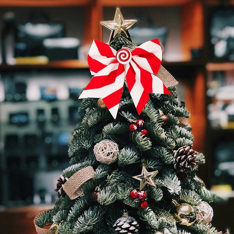 Christmas Bows,Large Wreaths Bows For Tree Gift Wrapping Garland,Christmas Decoration Holiday Crafts Xmas Tree Ribbon Ornaments