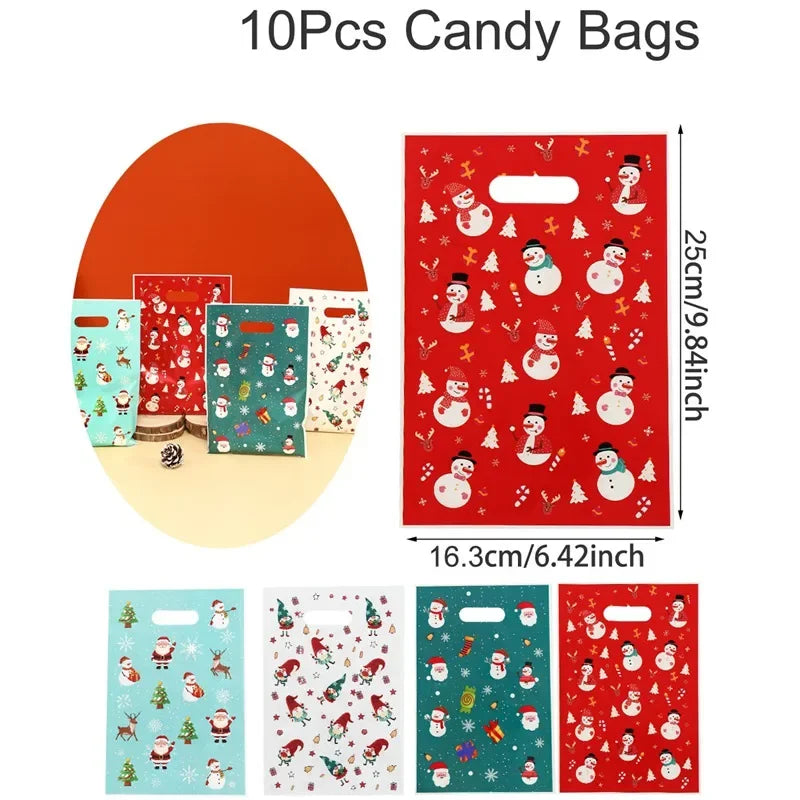 Christmas Candy Gift Bags Santa Claus Snowman Packaging Bag Christmas Decorations For Home 2025 Navidad Noel New Year 2026 Gifts