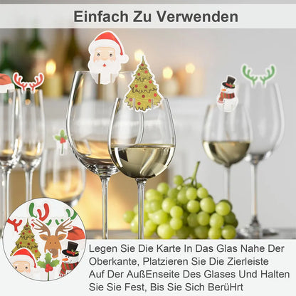 10 Popular Christmas Decorations, Christmas Tree, Snowman, Santa Hat, Santa Table, Wine Glass, Drink Cup Card, Party Decoration