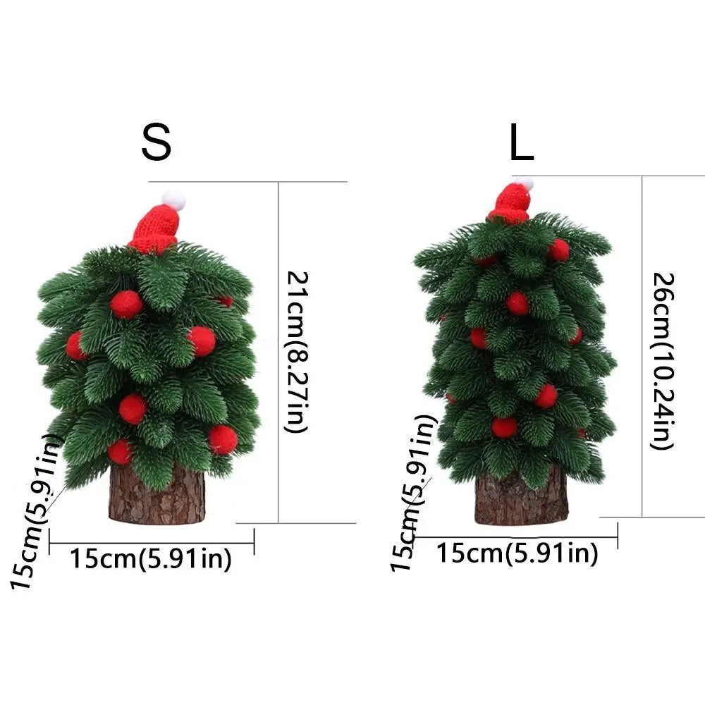 Tower Shaped Christmas Tree Ornaments Lifelike Reusable Mini Christmas Tree Wooden Base Christmas Decorations