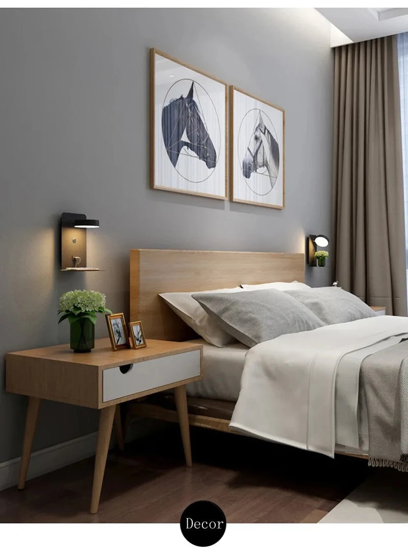 LED Wall Light Interior  Mobile Phone Charging USB Wall Lamps With Switch Bedroom Bedside Reading Lights Decoration Living Room
