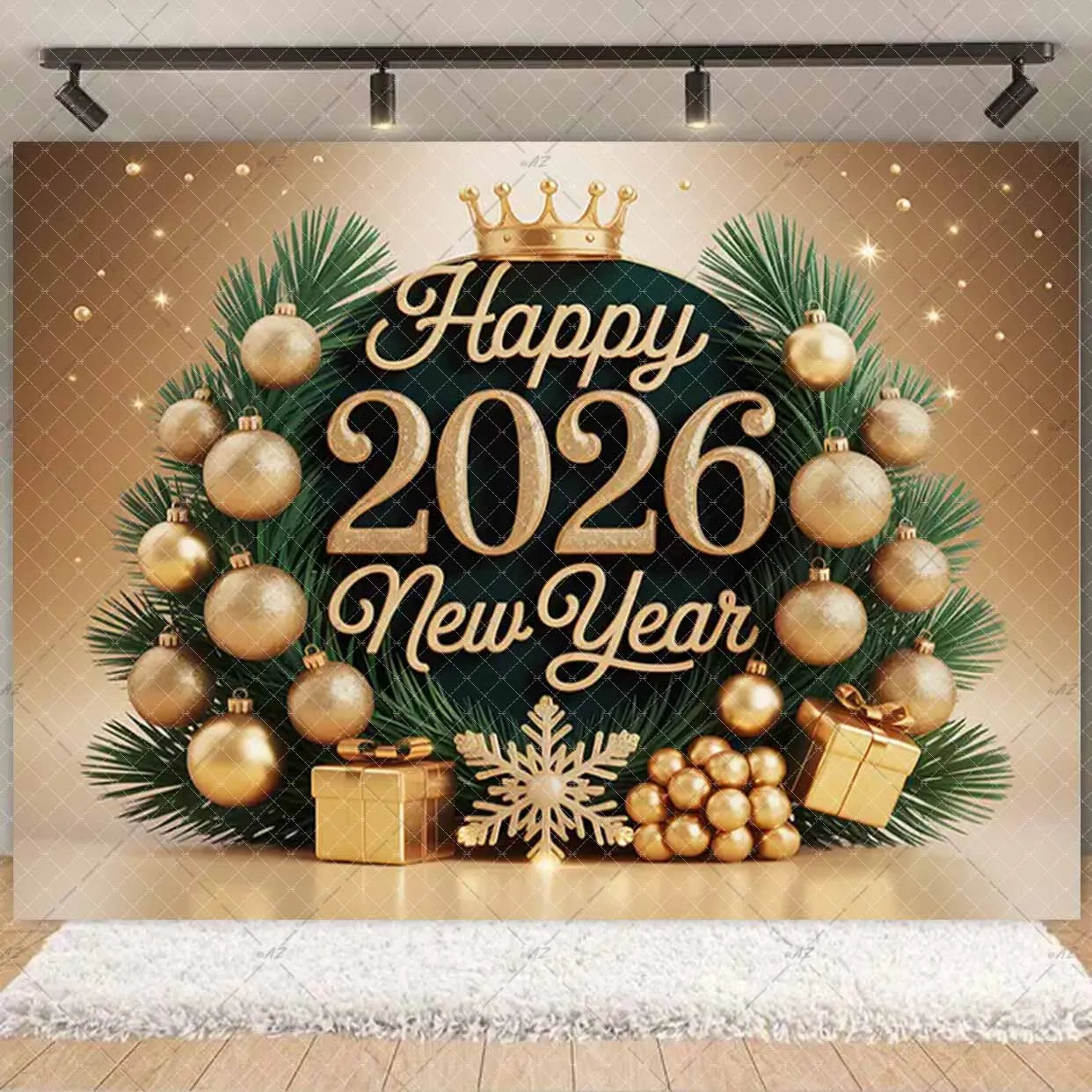 2026  Happy New Year Eve Party Decorations Black And Gold Disposable Tableware 2026 Number Balloons Family Gathering Backdrop