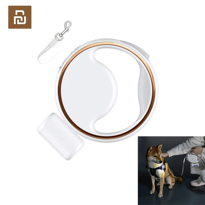 Youpin Portable Retractable Dog Leash Ring 3M With Garbage Bag Box Highlight Lighting Puppy Traction Rope Pet Collar LED Light