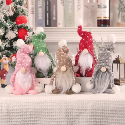 Christmas Ornaments Dwarf Doll Blue Faceless Doll Knitted Rudolph Gnome Christmas Decorations Standing Ornaments