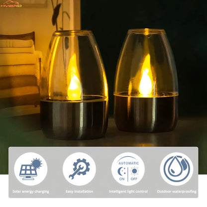 LED Solar Candles Light Flameless Rechargeable Night Light For Garden Decor Outdoor Wedding Party Waterproof Atmosphere Lamp