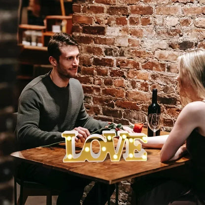 Valentines Day Love Symbol LED Glowing Sign Wedding Table Decoration Party Decor Romantic Anniversary Celebration Event Lighting