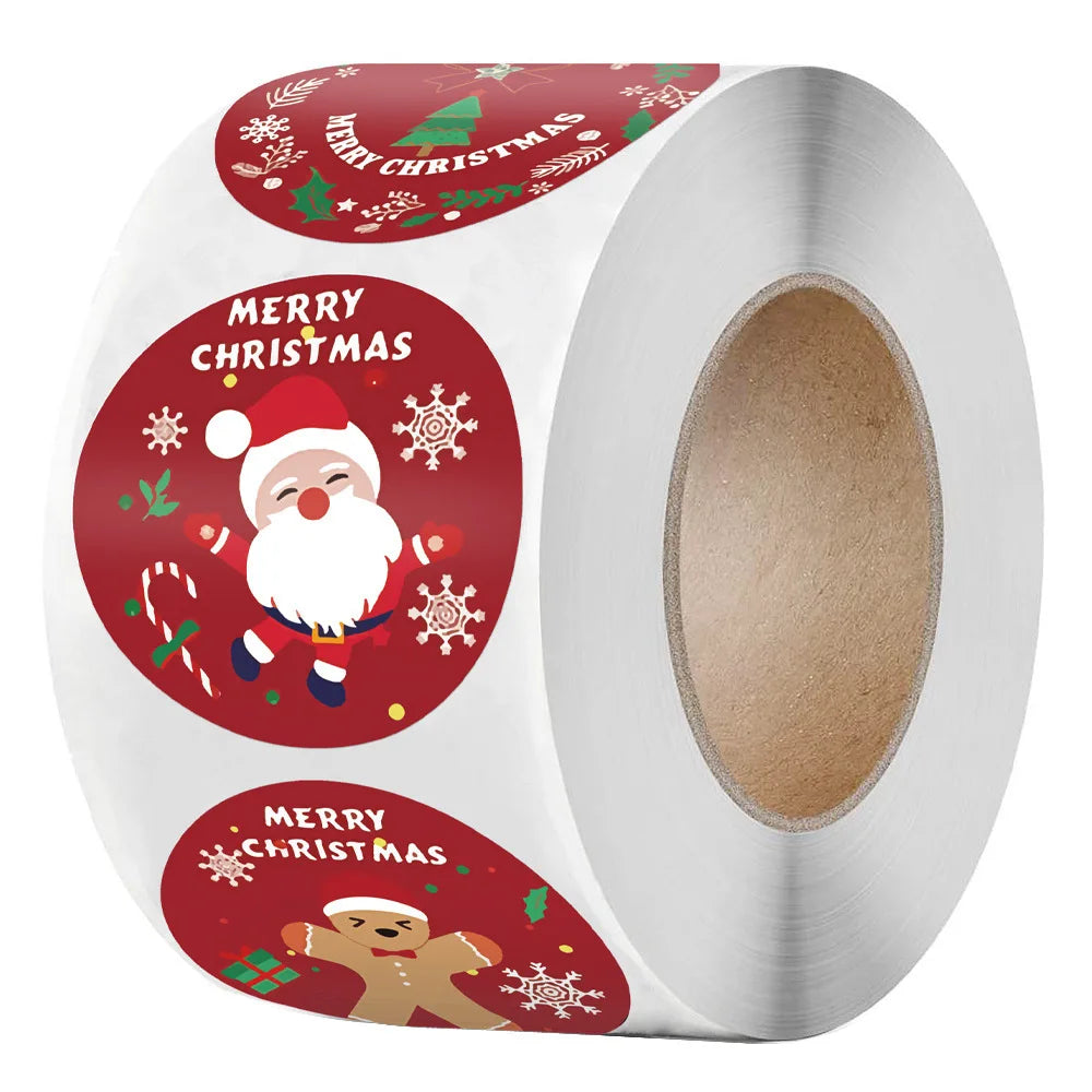 1/2 Rolls Festive Christmas Stickers - Perfect For DIY Gift Wrapping Baking And Decorating - Assorted Designs - Adhesive Paper