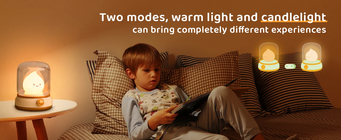 LED Flameless Candle Night Light Room Decoration Lights USB Table Lamp Dimmable Bedside Lamps Camping Light Halloween Xmas Gifts