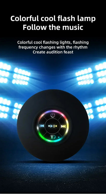 Mini Portable Bluetooth Audio IPX4 Waterproof Led Lights Bathroom Outdoor Large Suction Cup Can Be Adsorbed Wall Speaker