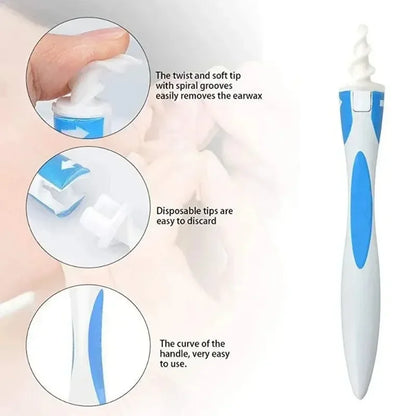 1Set Ear Wax Remover Tool Ear Cleaner with Soft Silicone 16 Replacement Tips Simply To Grab Extract Earwax  Health Care Tools