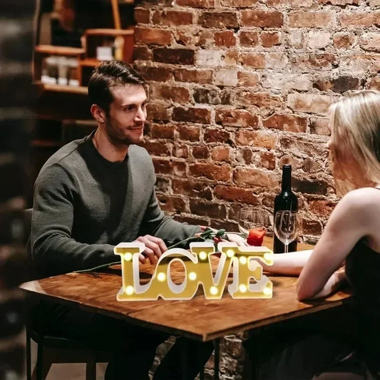 Valentines Day Love Symbol LED Glowing Sign Wedding Table Decoration Party Decor Romantic Anniversary Celebration Event Lighting