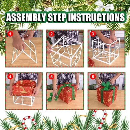 3PCS Set Christmas Gift Box Christmas Decor Luminous Bow Holiday Lighted Up Christmas Tree Holiday Party Indoor Outdoor Decor