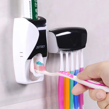 Bathroom Accessories Automatic Toothpaste Dispenser Dust-proof Toothbrush Holder Wall Mount Stand Toothpaste Squeezers Tooth