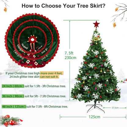 Christmas Tree Skirt with Elf Legs Festive Red Green Decorative Wrap Xmas Tree Skirt Holiday Base Cover Home Decoration