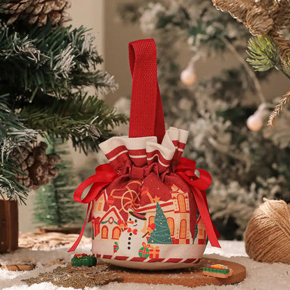 Portable Christmas Gift Bags Canvas Drawstring Candy Bags Christmas Decorations for Home 2024 Navidad Natal Gifts New Year 2025