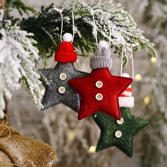Christmas Ornaments Red Star Christmas Tree Pendant Xmas DIY New Year 2023 Party Gifts Noel Supply Navidad 2022 Home Decor