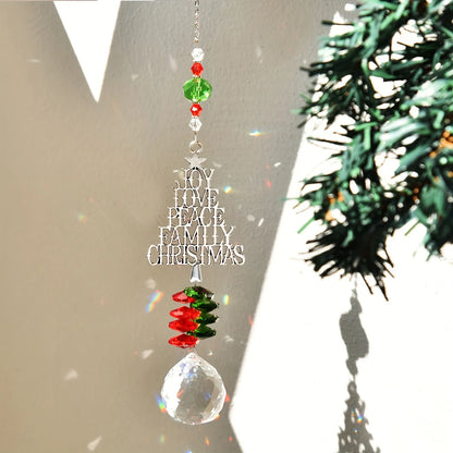 Christmas Tree Hanging Ornament Metal Christmas Pendant for Living Room Home DIY Decorations Crystal Catcher Drop Ornaments