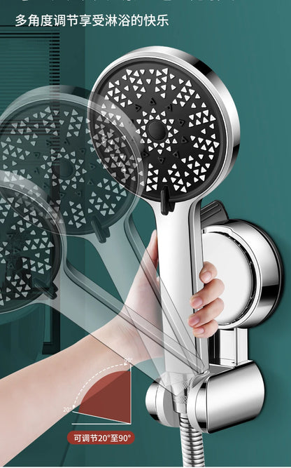 Unique Horizontal Setting,Suction Cup Handheld Shower Head Holder ,Large Shower Head Supports, Relocatable,Wall Mounted