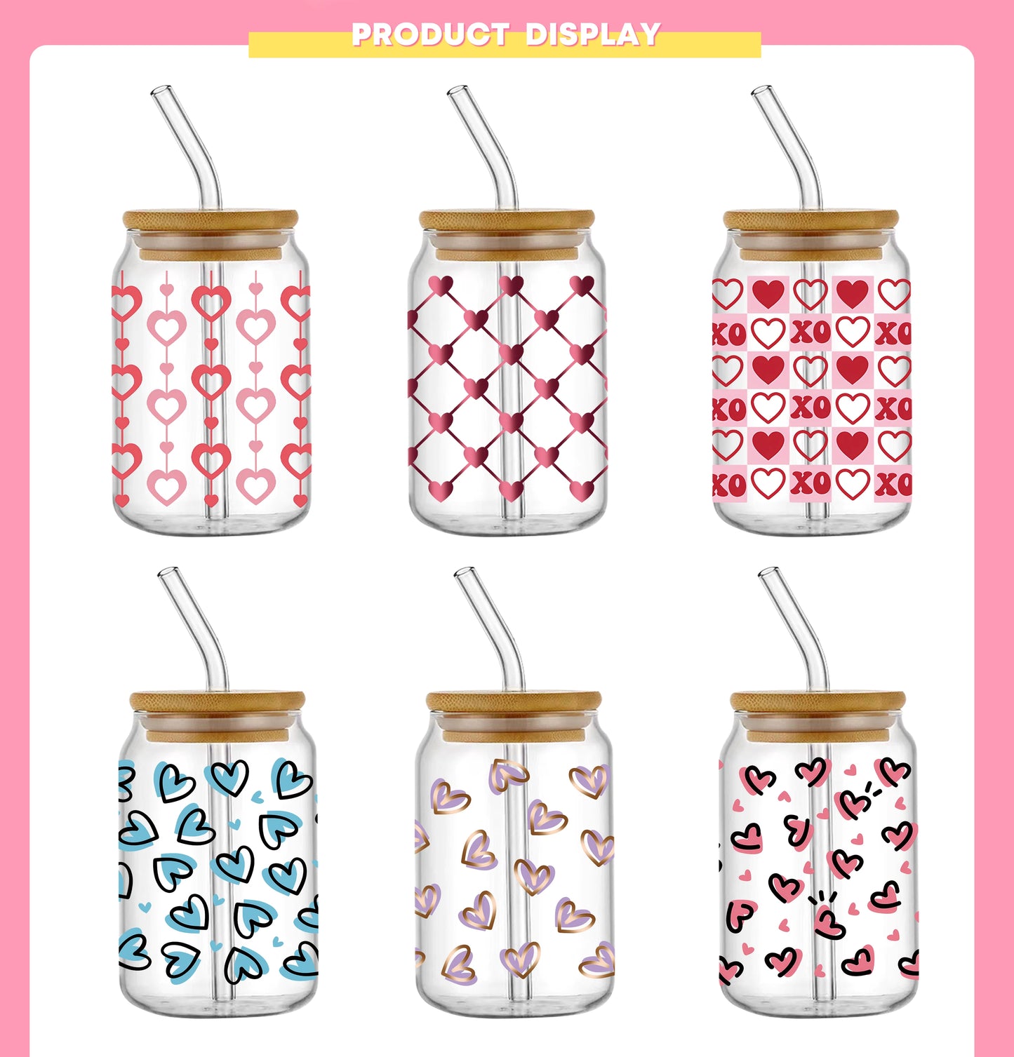 Christmas Design 3D UV DTF Wraps Stickers Cute Wraps .For 16 OZ Glass Libbey Selfadhesive Washable DIY Custom Cups Wrap Stickers