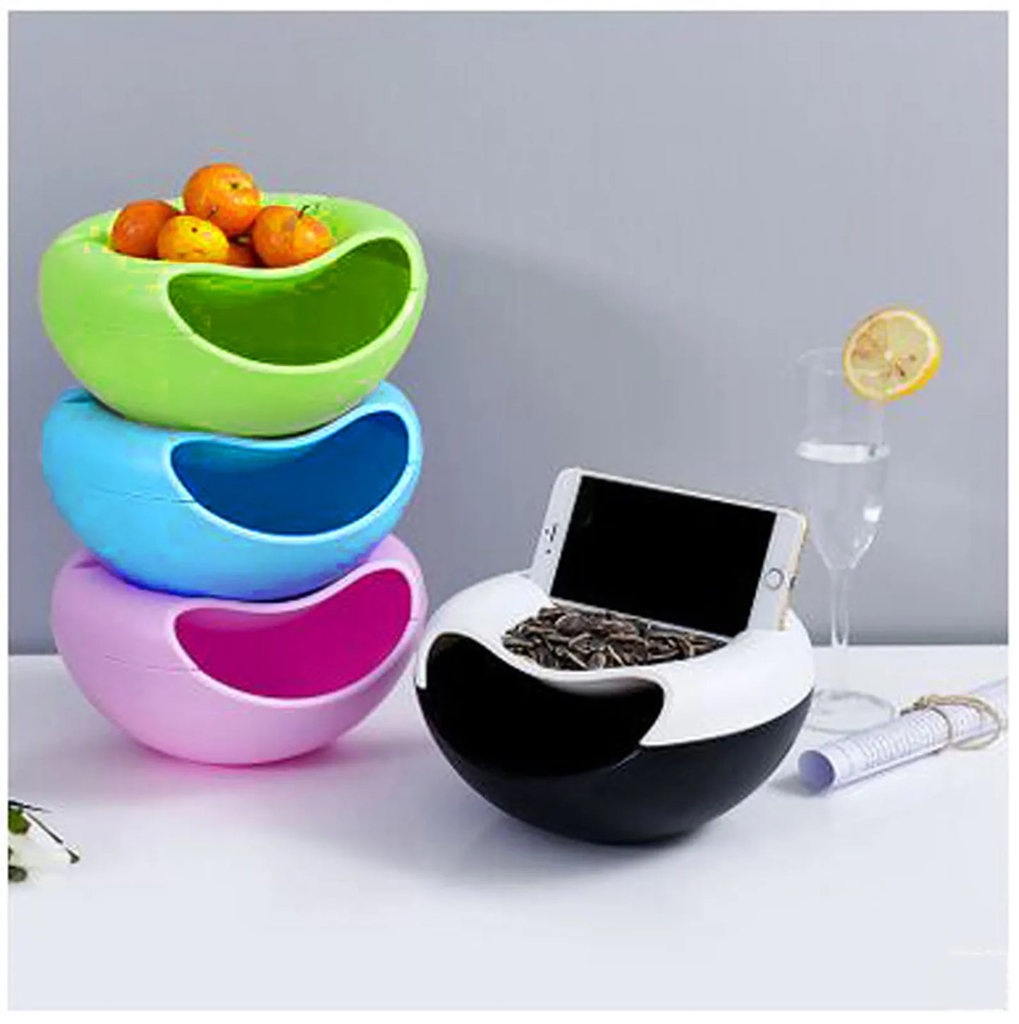 Snacks Bowl Creative Bowl Double Layer Dry Fruit Containers Snack Storage Box Sunflower Seed Nut Bowl With Shell Storage