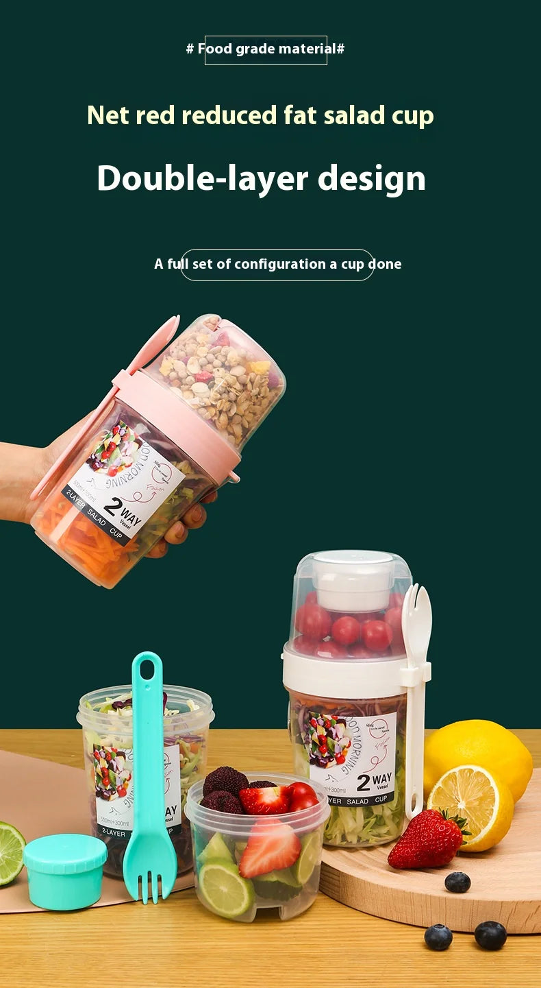 Breakfast On The Go Cups, Salad Cup To Go, Take And Go Yogurt Cereal Overnight Oats Snack Parfait Containers & Salad Dressing Ho