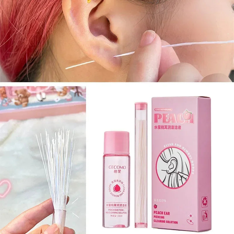 15/25ml Ear Hole Cleaning Solution Set Safe health Mint Flavour Inflamed Blockage Care Cleaner Disposable Piercing Cleaning Line