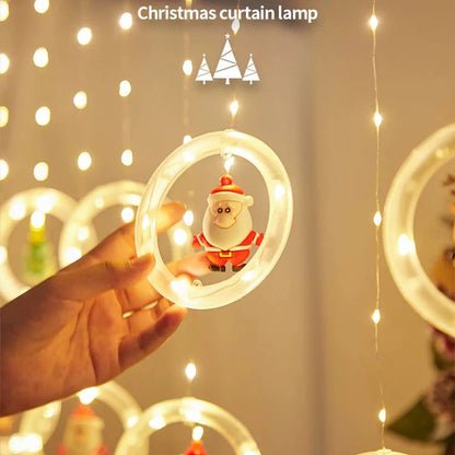 Christmas Decorations LED Curtain String Lights Cute Xmas Tree Santa Claus Pendants Lamp for Home Garden Party New Year Decor