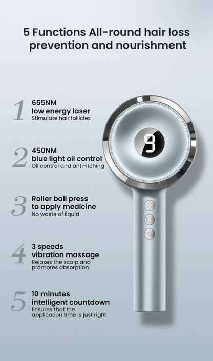 Hair Growth Comb Scalp Care Massage Comb Red Blue Light Laser Medicine Health Essence Introduced Into Hair Growth Instrument