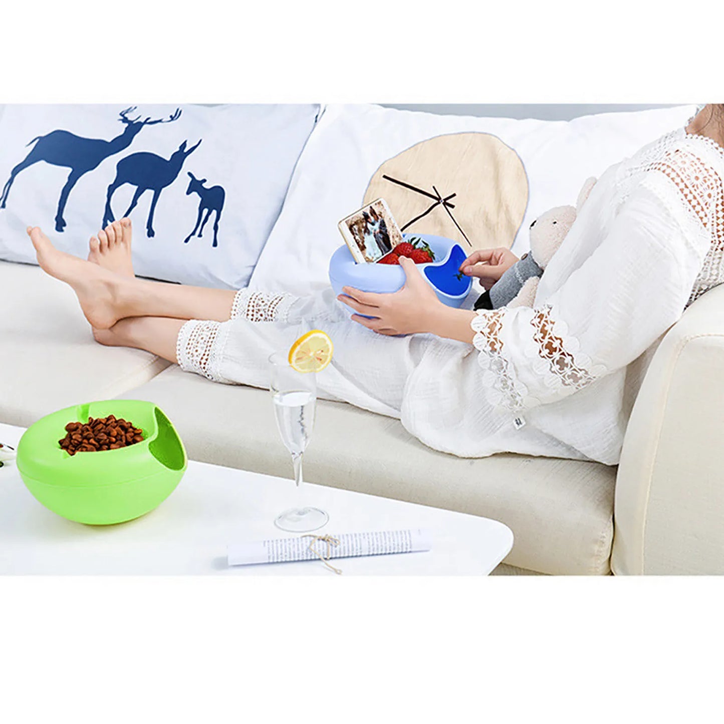 Snacks Bowl Creative Bowl Double Layer Dry Fruit Containers Snack Storage Box Sunflower Seed Nut Bowl With Shell Storage