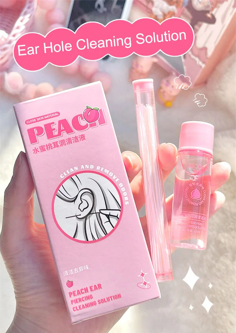 15/25ml Ear Hole Cleaning Solution Set Safe health Mint Flavour Inflamed Blockage Care Cleaner Disposable Piercing Cleaning Line