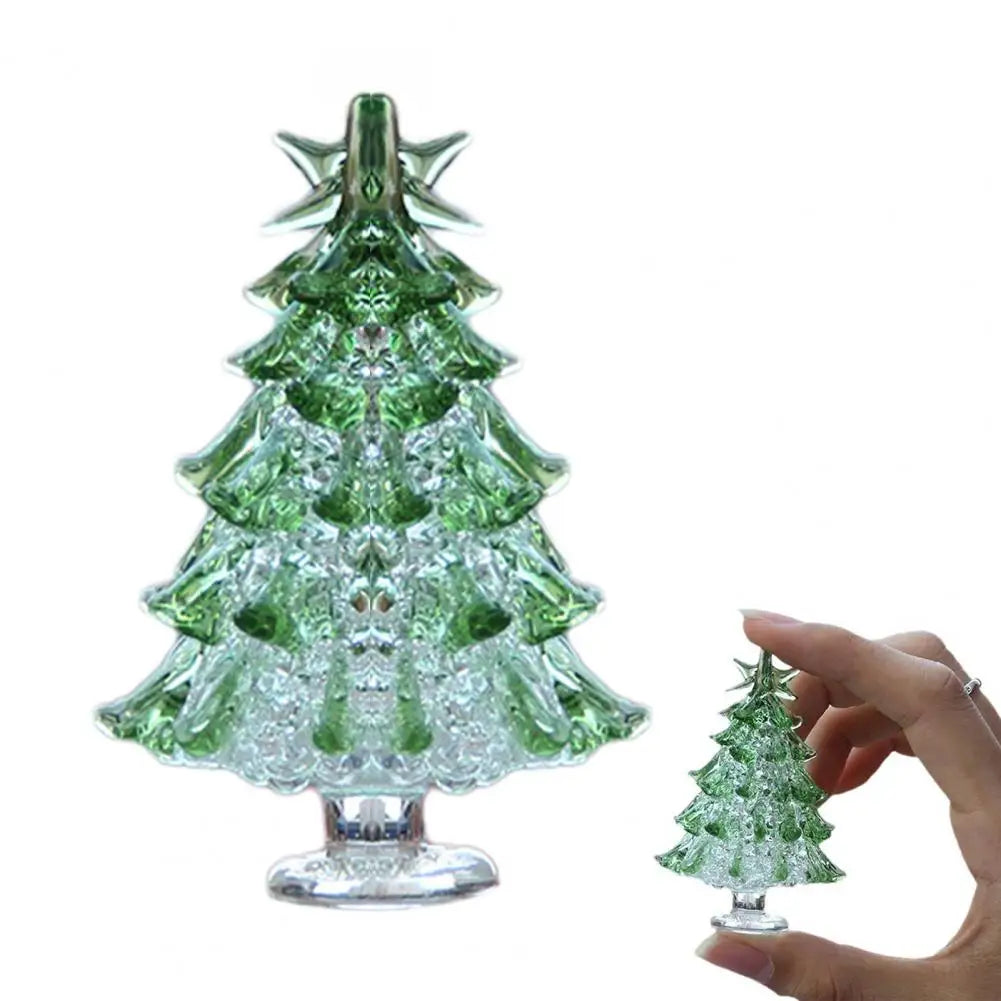 Glass Christmas Tree Ornaments Glass Star Decorations Festive Glass Christmas Tree Figurines for Winter Home Decor Handmade