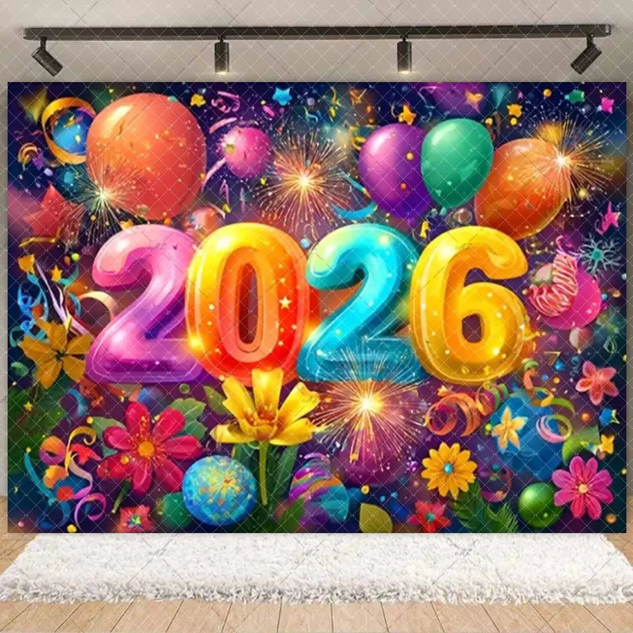 2026  Happy New Year Eve Party Decorations Black And Gold Disposable Tableware 2026 Number Balloons Family Gathering Backdrop