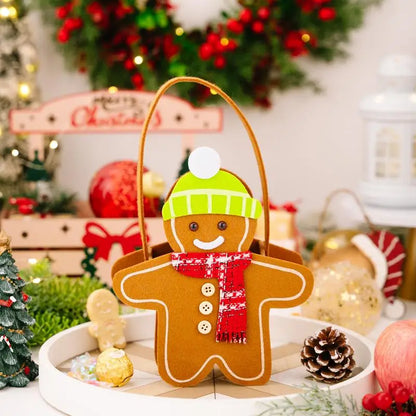 Christmas Gifts Bags Cute Gingerbread Man Storage Bags Chocolate Cookies Candy Handbags For Christmas Birthday Party Decoration