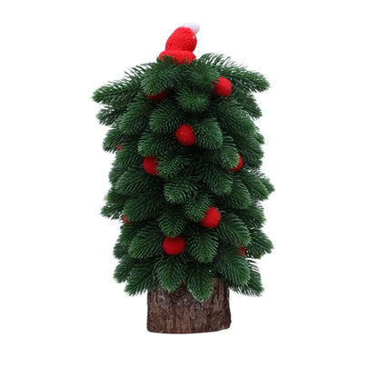 Tower Shaped Christmas Tree Ornaments Lifelike Reusable Mini Christmas Tree Wooden Base Christmas Decorations