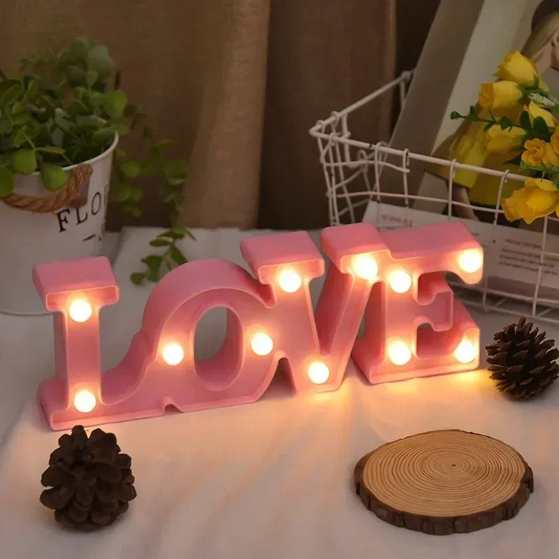 Valentines Day Love Symbol LED Glowing Sign Wedding Table Decoration Party Decor Romantic Anniversary Celebration Event Lighting