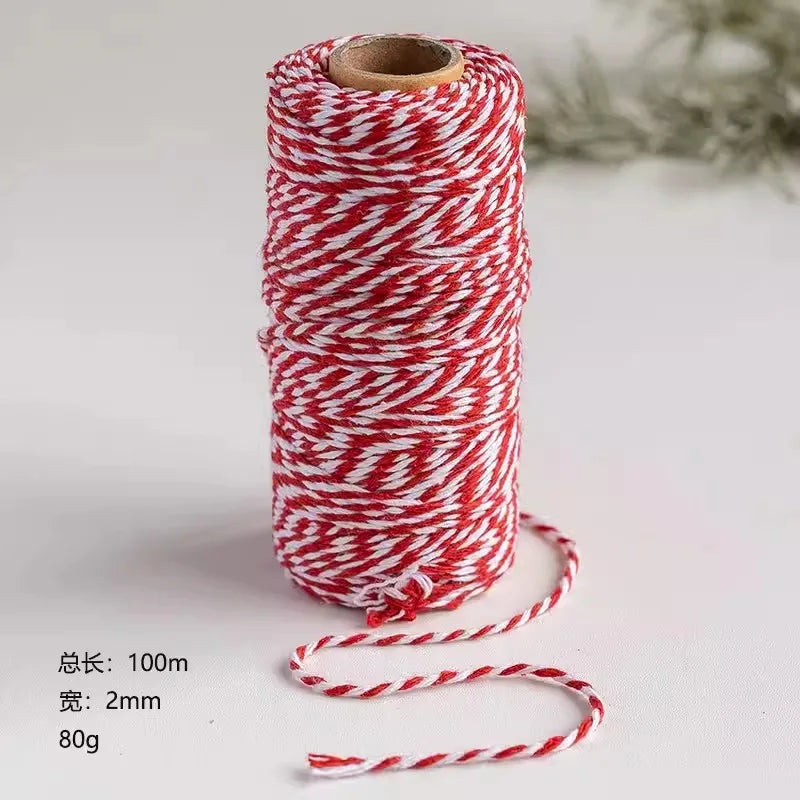 100M Christmas Wrapping String Rope Merry Christmas Decoration Xmas Gift Box Packaging Rope Navidad Natal Noel New Year 2025