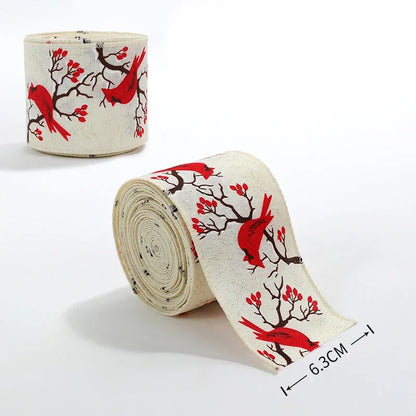 Christmas Ribbon Classic Wrapping Christmas Tree Ribbon Wreath Bows DIY Fabric Swirl Ribbon Burlap Xmas Gift Decoration