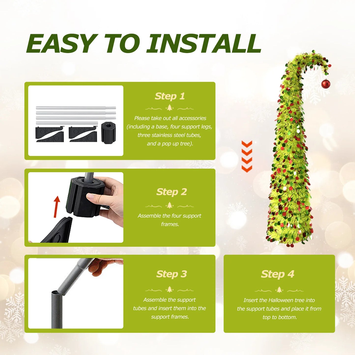 Christmas Tree Festival Ornament Faux Foldable Christmas Tree Christmas Decoration for Winter Holiday Season Xmas Party Decor