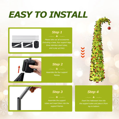 Christmas Tree Festival Ornament Faux Foldable Christmas Tree Christmas Decoration for Winter Holiday Season Xmas Party Decor