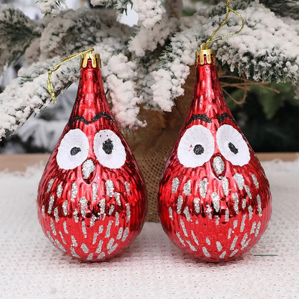 Red Christmas Hanging Decoration Electroplated Pinecone Acorn Owl Xmas Ornament Ball Festival Shopwindow Christmas Tree Ornament